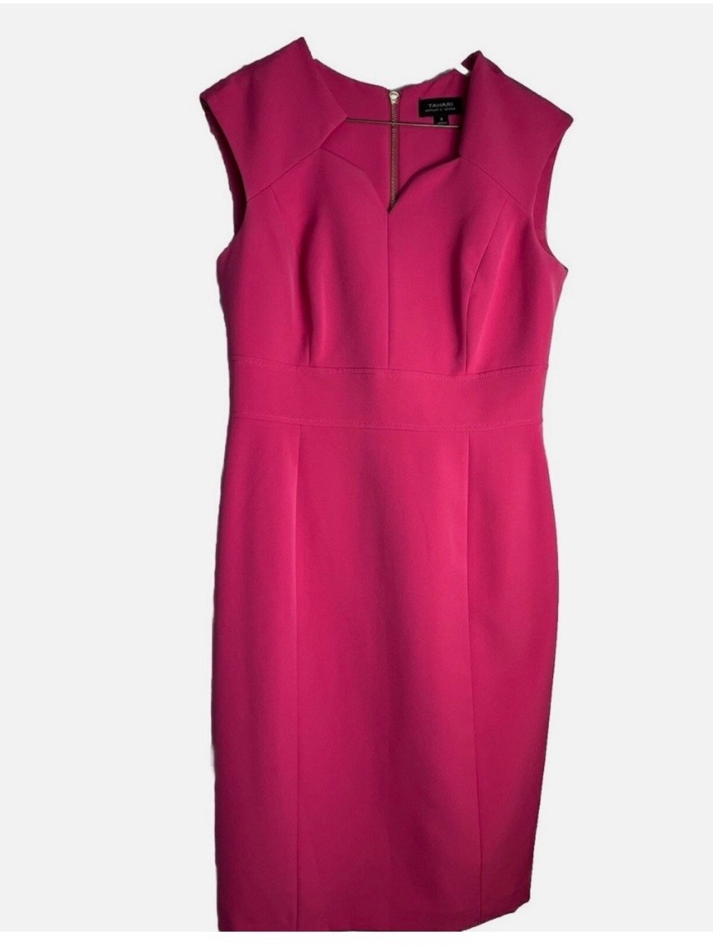 Tahari ASL Fuchsia Cap-Sleeve Sheath Dress